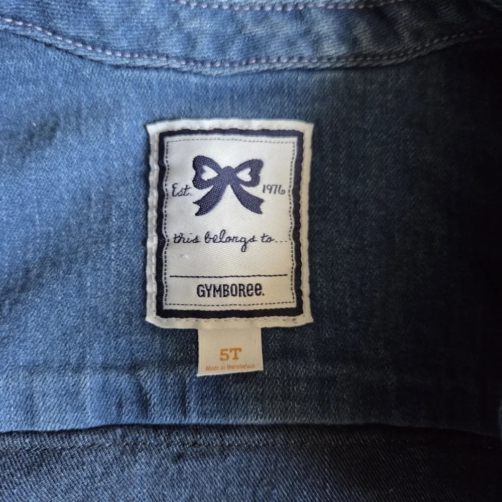 Gymboree Blue Denim Jacket with Western Cowgirl Purple and Yellow Pattern 5T